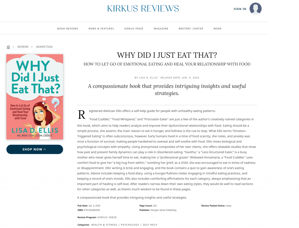 kirkus reviews article on why did i just eat that book